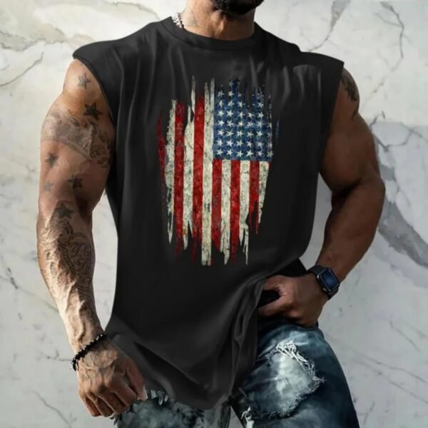 Men's Edit — Men's Top Distressed USA Shield American Flag Vest