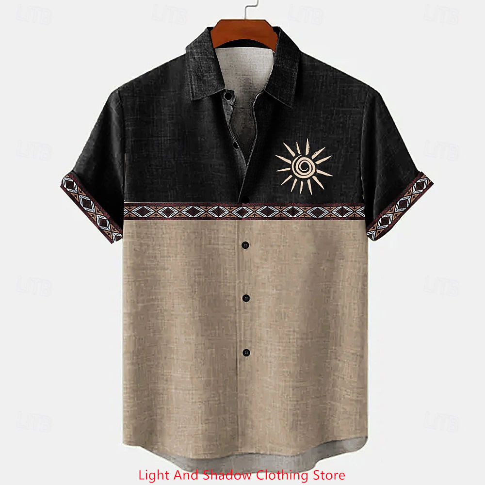 Short-sleeve Patterned Shirt With Printed Buttons And Short-sleeve Patchwork 3 Short-sleeve Patterned Shirt With Printed Buttons And Short-sleeve Patchwork - Image 3