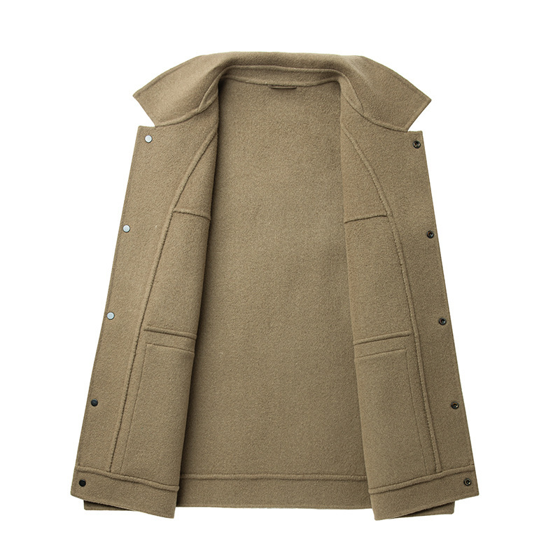 Men's Wool Overcoat Turn-Down Collar Plus Size Winter Coat 3 Men's Wool Overcoat Turn-Down Collar Plus Size Winter Coat - Image 3