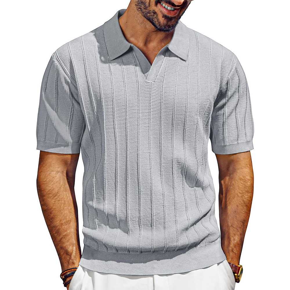 Breathable Knit Polo V-Neck Summer Resort Shirt 4 Breathable Knit Polo V-Neck Summer Resort Shirt - Image 4