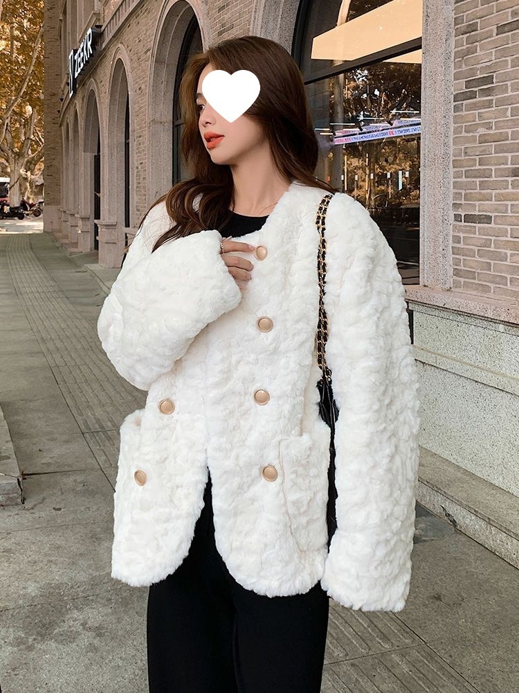 Lamb Wool Coat Women's Casual White Faux Fur Teddy Jacket 6 Lamb Wool Coat Women's Casual White Faux Fur Teddy Jacket - Image 6