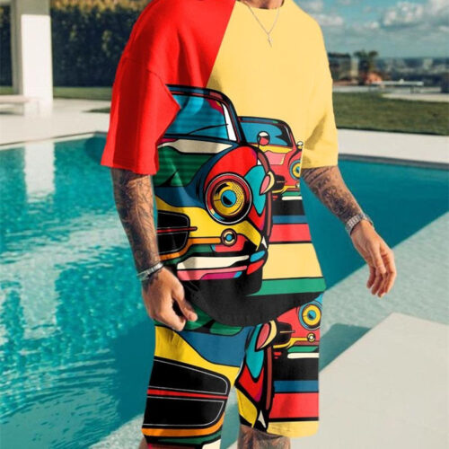 Sleeved Shorts Sports Casual Men's Suit