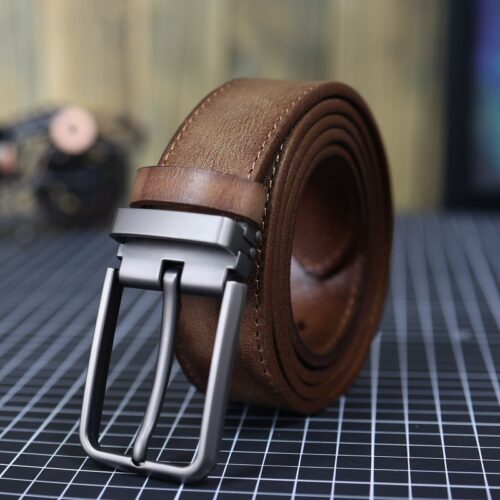 Men's Vintage Genuine Leather Belt With Pin Buckle