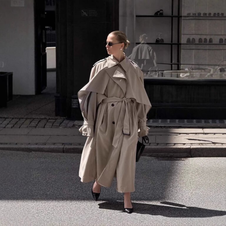 women's cape coat — Cape Trench Coat Women’s Long Khaki Belted Overcoat | Regal Wear EU