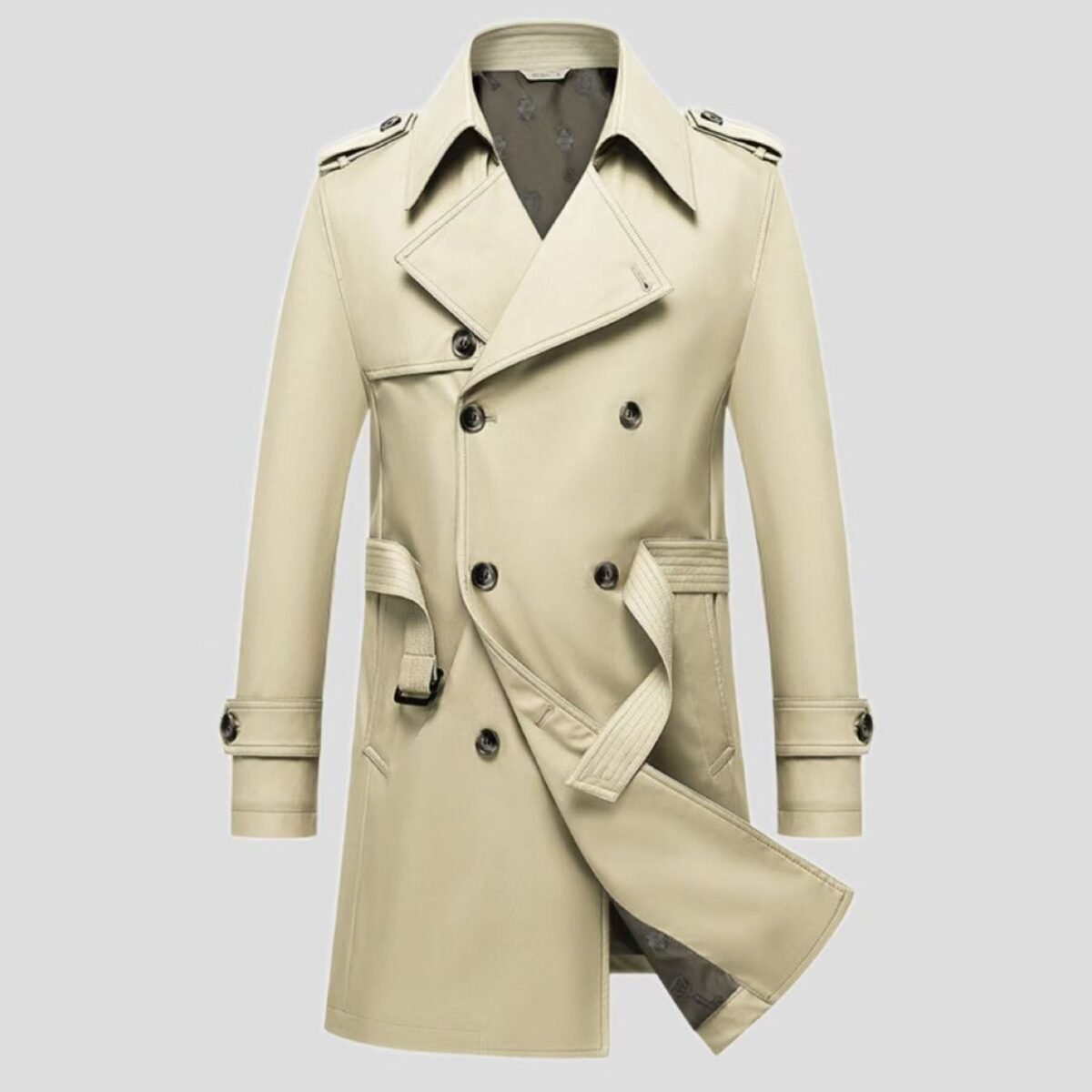 Men's Edit — Double Breasted Trench Men's Classic Mid-Length Overcoat