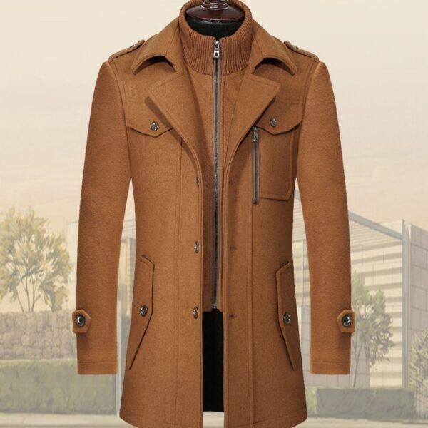 Men's Edit — Zipper Coat Men's Double Collar Woolen Winter Overcoat
