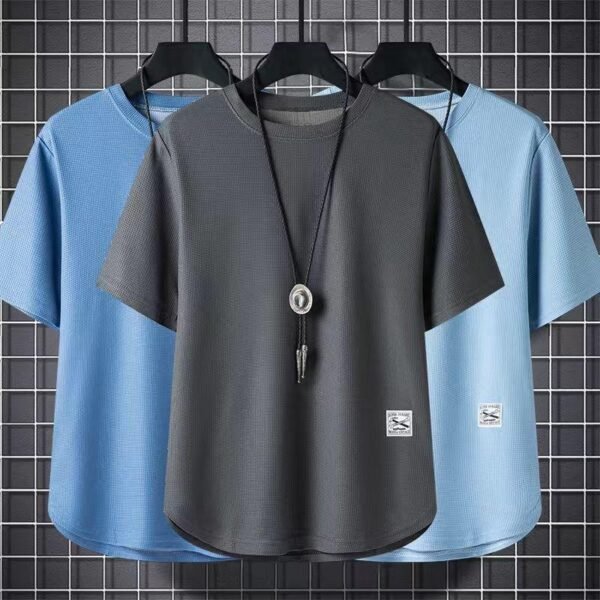 Men's Edit — Waffle Knit T-shirt Men's Loose Fit Breathable Mesh Top