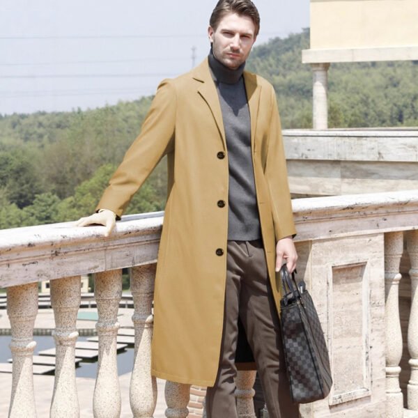 Men's Edit — Men's Extended Above the Knee Woolen Trench Coat