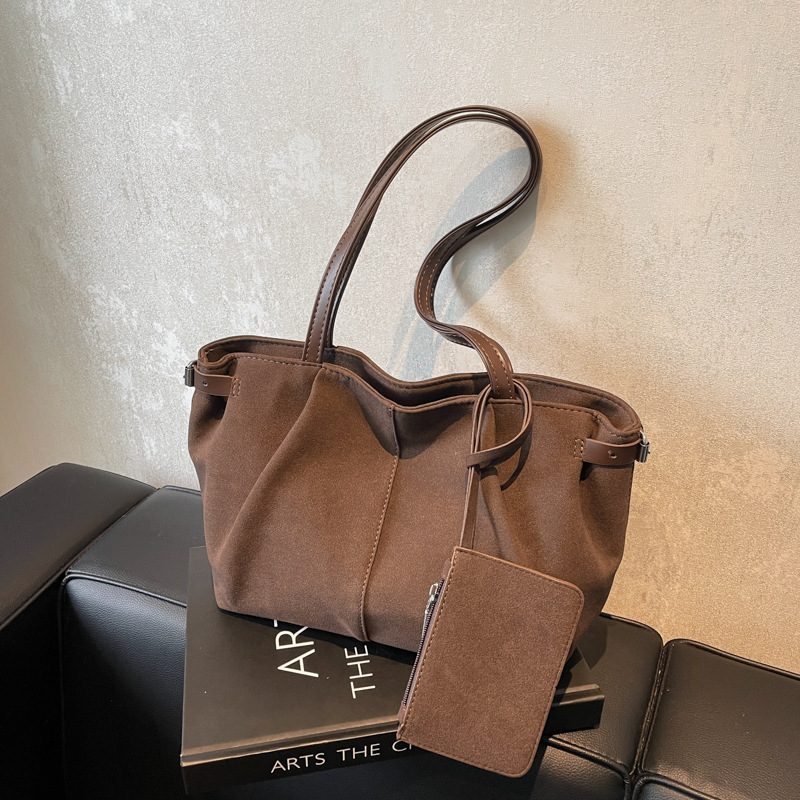 Luxury Suede Commute Handbag Minimalist Suede Tote 3 Luxury Suede Commute Handbag Minimalist Suede Tote - Image 3