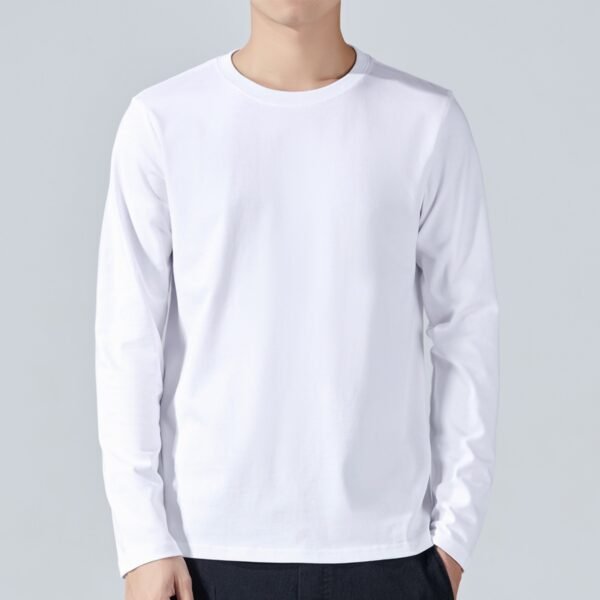 The Resort Edit — White Long Sleeve T Shirt Classic Cotton Base Layer Undershirt