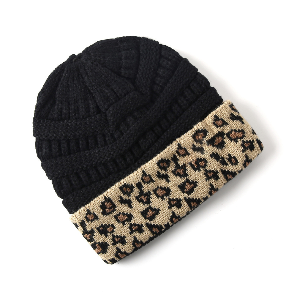 Womens Warm Leopard-Print Knitted Hat 2 Womens Warm Leopard-Print Knitted Hat - Image 2
