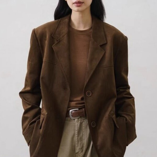 The Resort Edit — Suede Blazer Coffee Brown Oversized Tailored Jacket