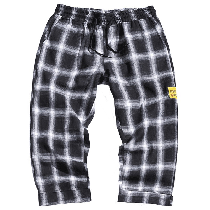 Plaid nine-point pants sweatpants men 6 Plaid nine-point pants sweatpants men - Image 6