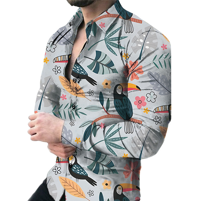Men's Casual Long Sleeved Large Floral Shirt 7 Men's Casual Long Sleeved Large Floral Shirt - Image 7