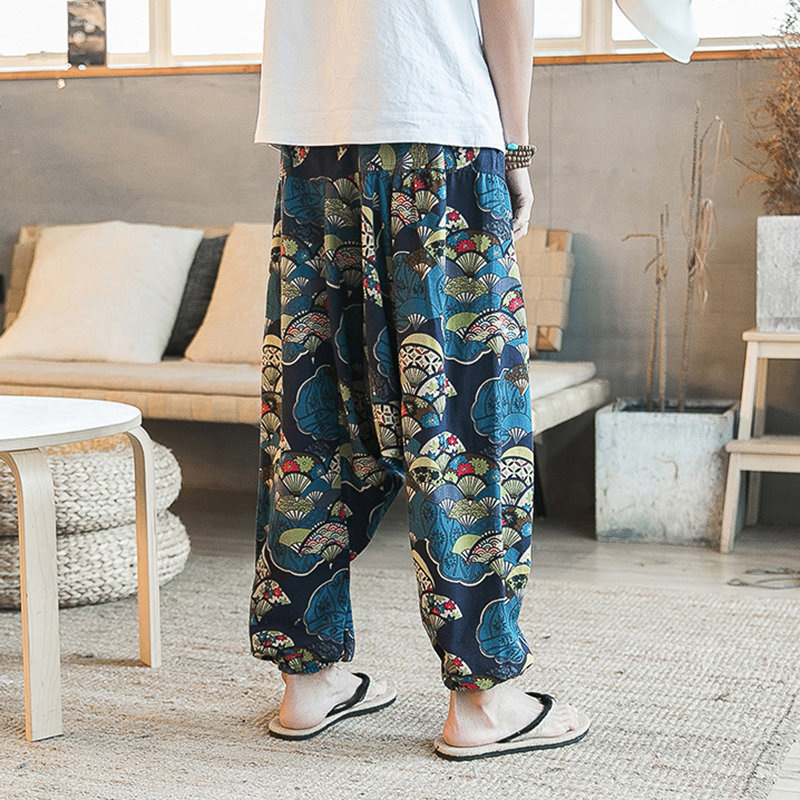 Cotton Linen Harem Pants Men's Loose Casual Boho 3 Cotton Linen Harem Pants Men's Loose Casual Boho - Image 3