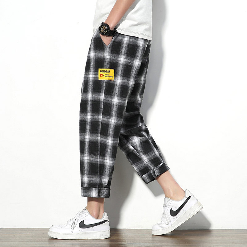 Plaid nine-point pants sweatpants men 3 Plaid nine-point pants sweatpants men - Image 3