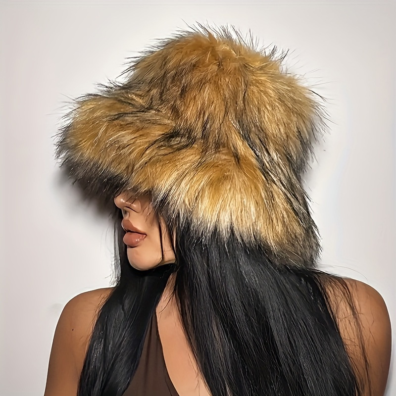 Warm Plush Fisherman Hat, Faux Fur Thickened Raccoon Fur Outdoor 5 Warm Plush Fisherman Hat, Faux Fur Thickened Raccoon Fur Outdoor - Image 5