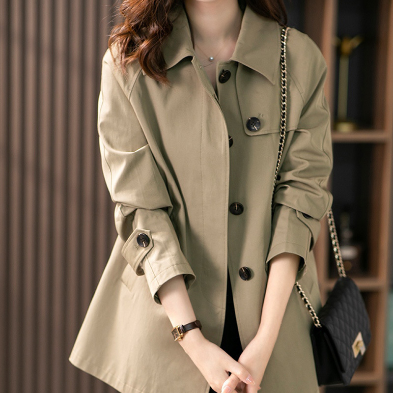 Short Trench Jacket British Style Women's Textured Coat 4 Short Trench Jacket British Style Women's Textured Coat - Image 4