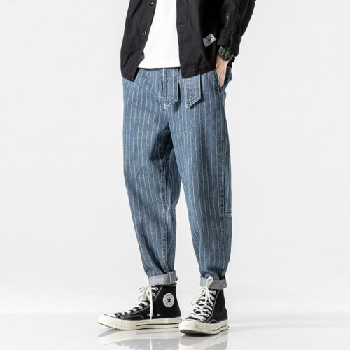 Striped Jeans Men's Loose Harem Pants