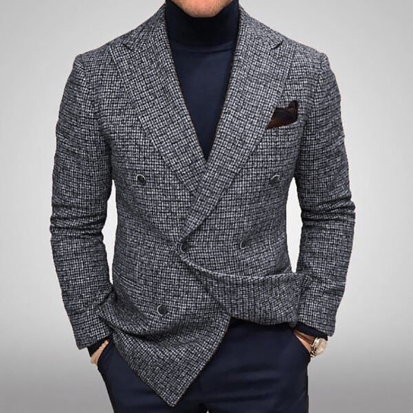 The Resort Edit — Men's Blazer Slim Fit Plaid Double-Breasted Jacket