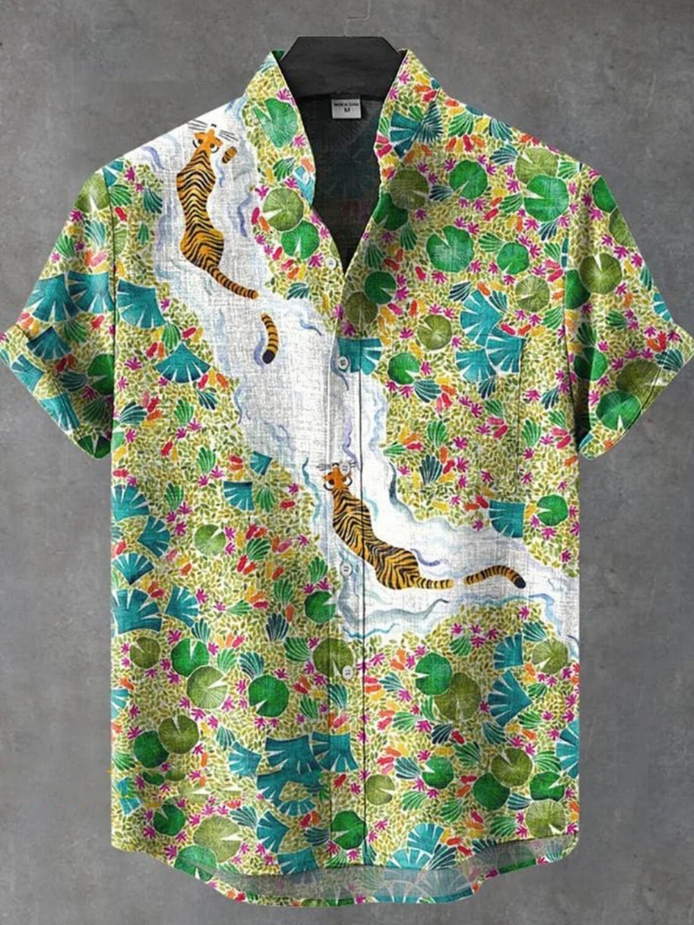 Linen Shirt Men's Japanese Cat Graphic Button Down 7 Linen Shirt Men's Japanese Cat Graphic Button Down - Image 7