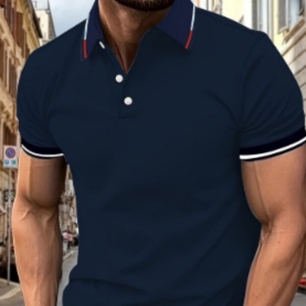 Men's Edit — Men's Designer Polo Navy Slim Fit Short Sleeve