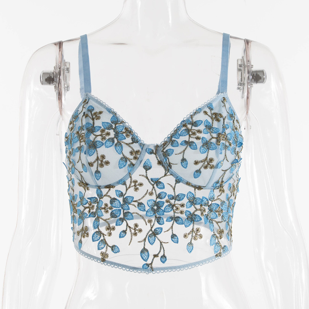 Floral Embroidered Corset Top Mesh Bustier Lace Cami 3 Floral Embroidered Corset Top Mesh Bustier Lace Cami - Image 3