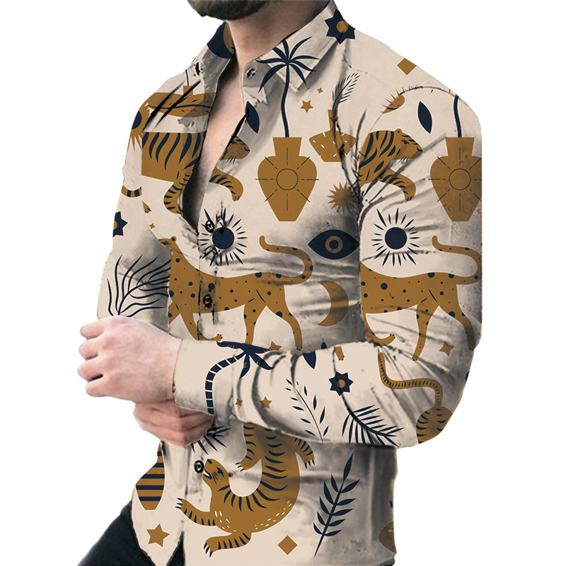 Men's Casual Long Sleeved Large Floral Shirt 3 Men's Casual Long Sleeved Large Floral Shirt - Image 3
