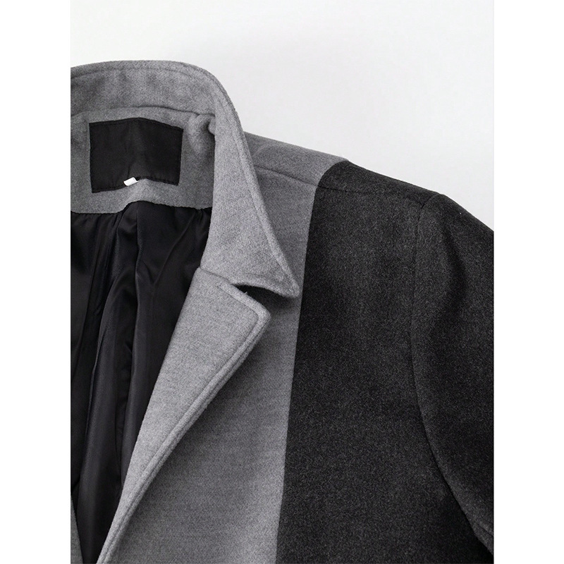 Wool Trench Coat Men's Casual Mid-Length Color Match Coat 6 Wool Trench Coat Men's Casual Mid-Length Color Match Coat - Image 6