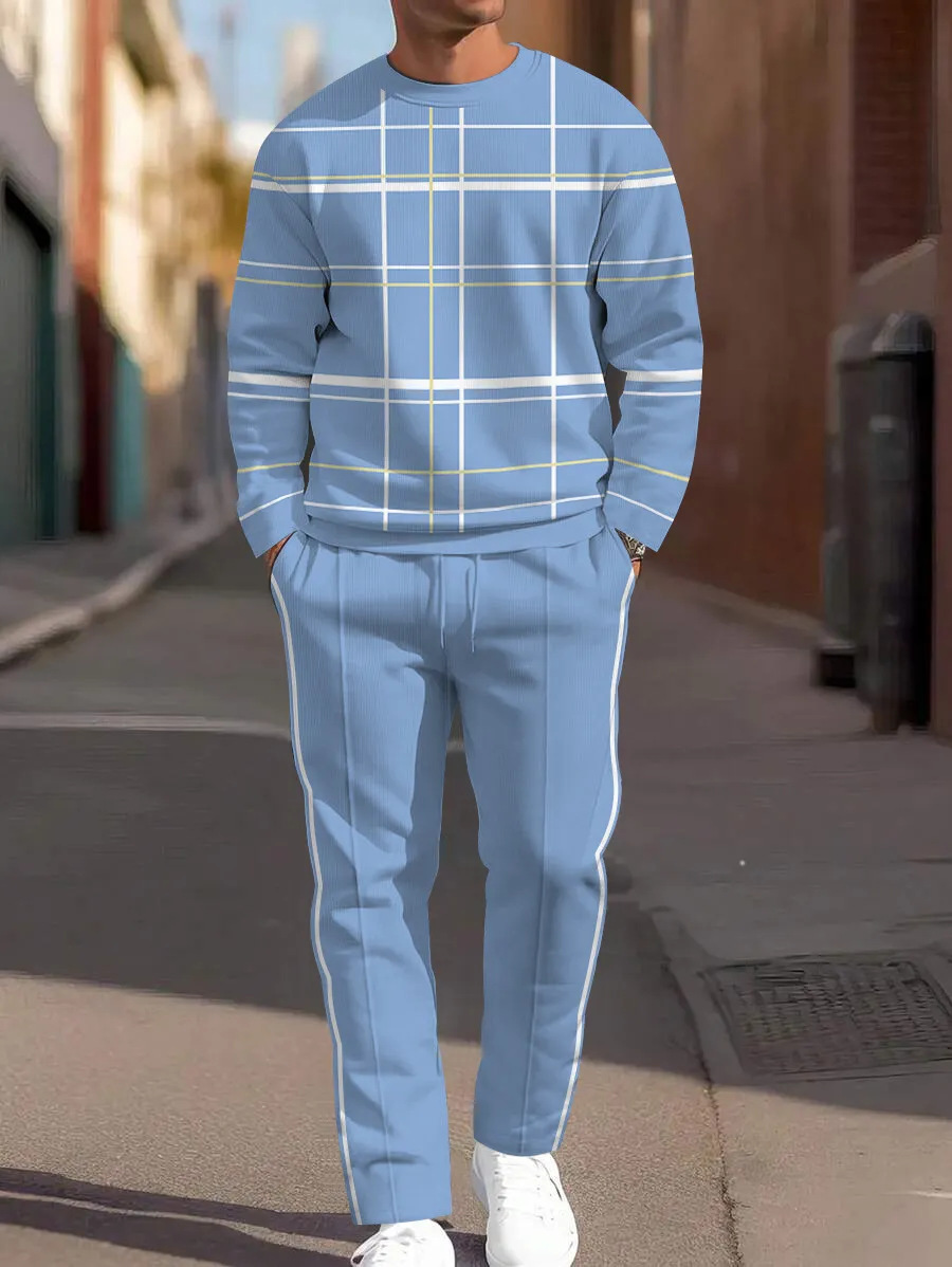 Men's Lounge Set 3D Plaid Print Sweatshirt & Joggers 7 Men's Lounge Set 3D Plaid Print Sweatshirt & Joggers - Image 7