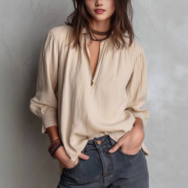 Summer Collection — Womens Western-style Shirt-collar Pullover