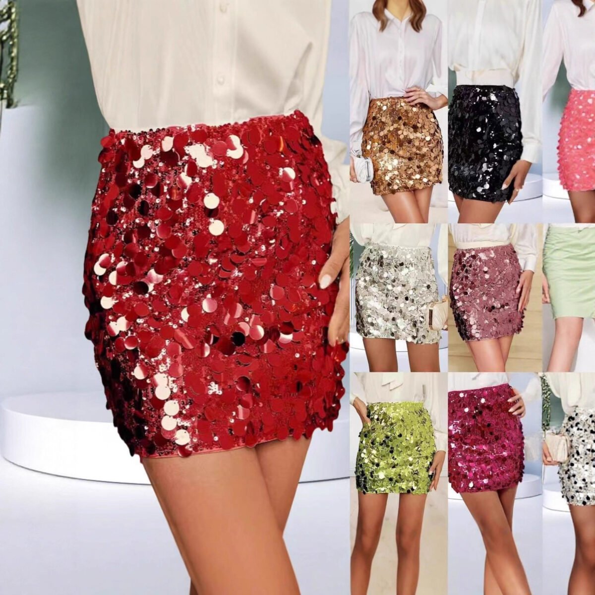 Summer Collection — Sequin Mini Skirt High Waisted Bodycon Party Style