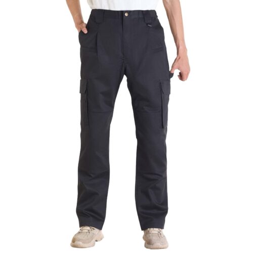 FR Pants For Men, 9 Oz 100% Cotton, Flame-Resistant Cargo Pants With Multi-Pockets And Elastic Waist, Reinforced Tear-proof Stitching, Ideal For Welding Work And Casual Wear, M Size, Black