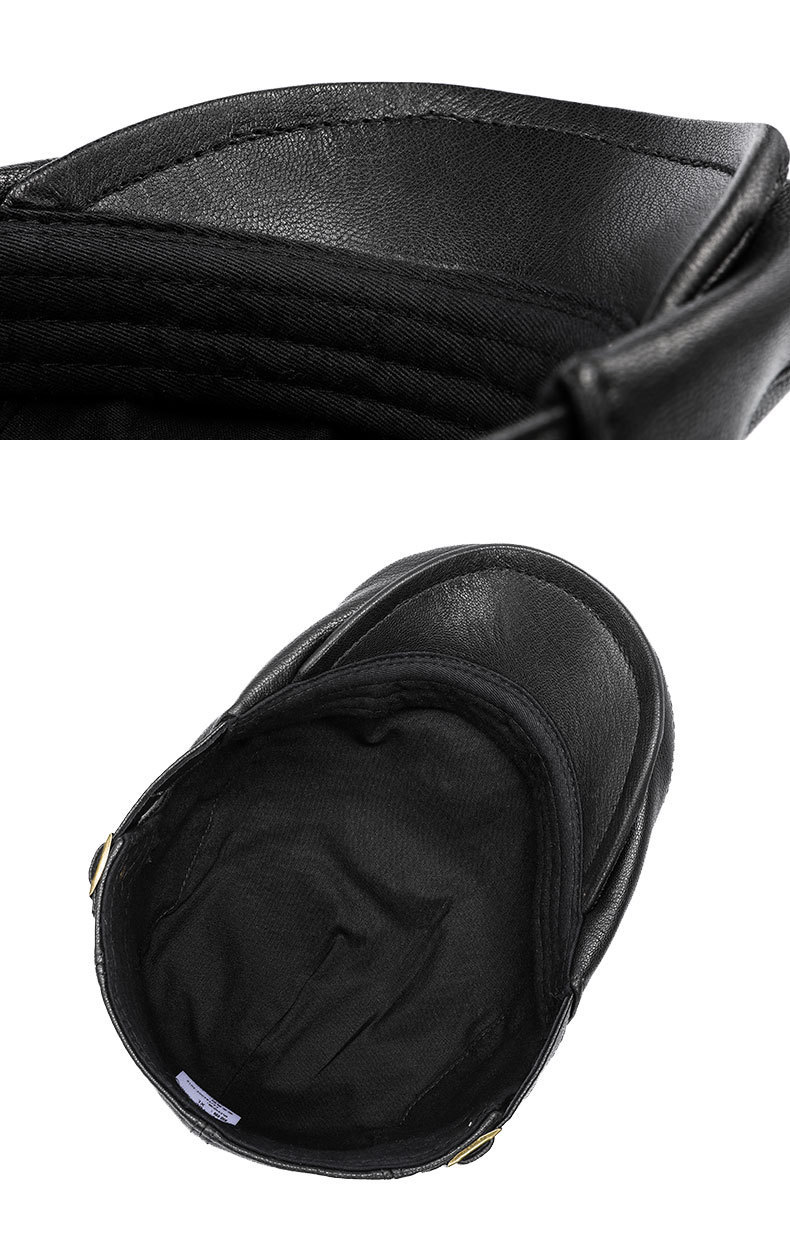 Autumn And Winter Genuine Leather Men's Middle-aged And Elderly Duck Tongue Korean Workers Monochrome Beret 8 Autumn And Winter Genuine Leather Men's Middle-aged And Elderly Duck Tongue Korean Workers Monochrome Beret - Image 8