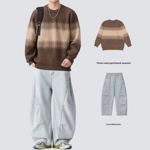 Men's Three-color Loose Trendy Machete Jeans