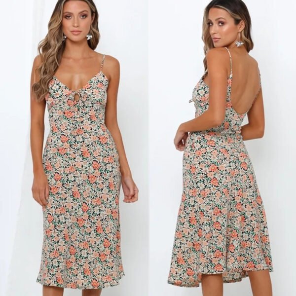 The Resort Edit — Vintage Floral Dress V-Neck Lace Pastoral Midi Gown