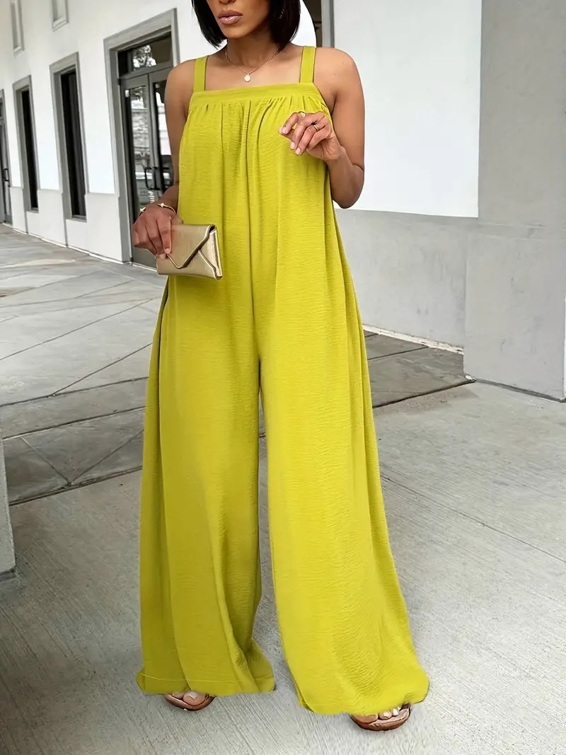 Wide Leg Jumpsuit Casual Loose Elegant Summer V-Neck Romper 3 Wide Leg Jumpsuit Casual Loose Elegant Summer V-Neck Romper - Image 3