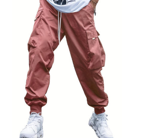 Men Flap Pocket Side Drawstring Waist Cargo Pants 3 Men Flap Pocket Side Drawstring Waist Cargo Pants - Image 3