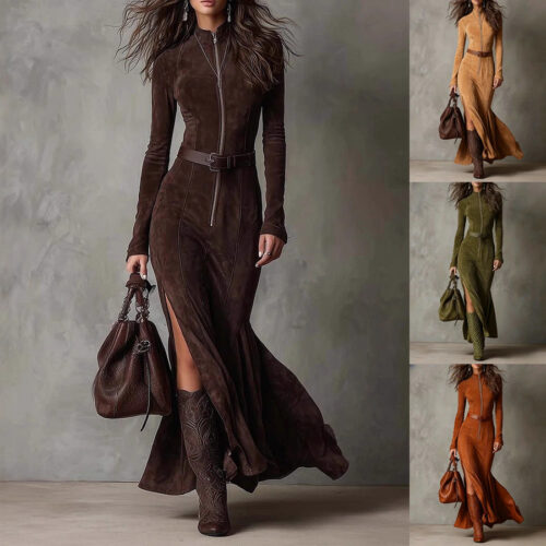 Long Brown Suede Coat