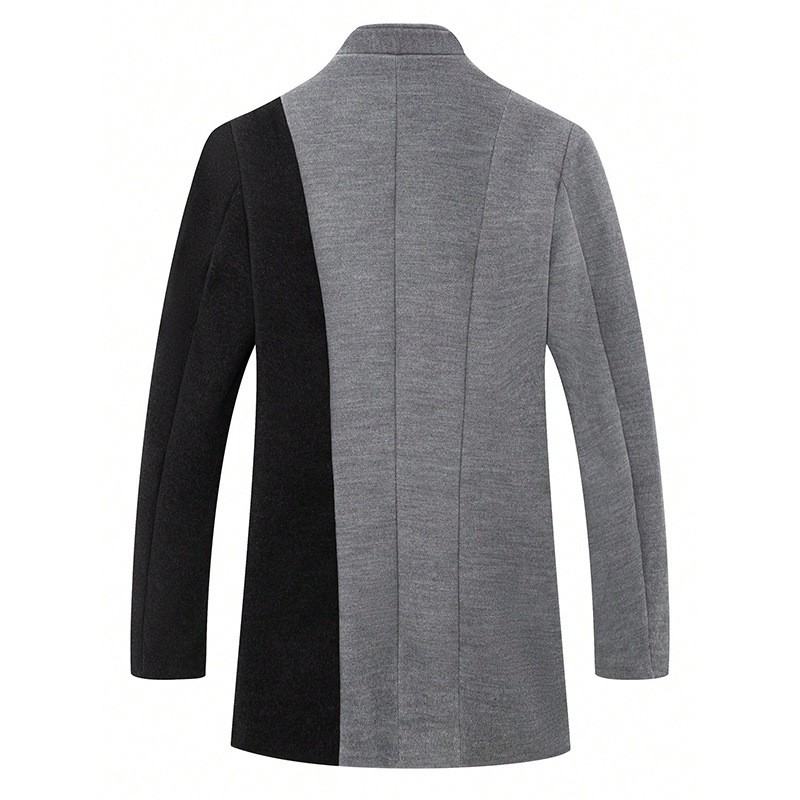 Wool Trench Coat Men's Casual Mid-Length Color Match Coat 7 Wool Trench Coat Men's Casual Mid-Length Color Match Coat - Image 7