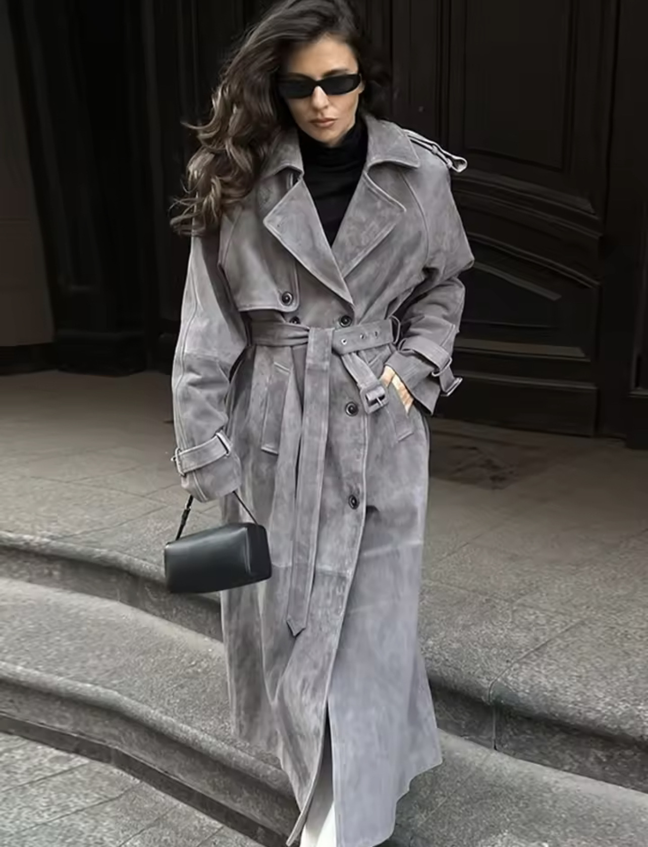 Wool Trench Coat Women's Chic Mid-Length Relaxed Fit Coat 3 Wool Trench Coat Women's Chic Mid-Length Relaxed Fit Coat - Image 3