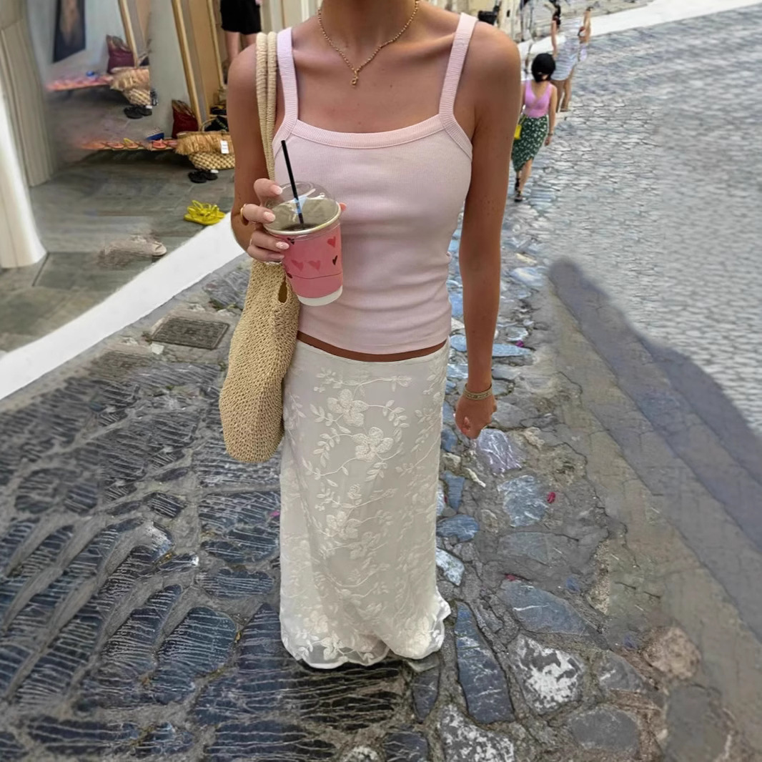 Crochet Maxi Skirt Sheer White Low Rise Boho Style 2 Crochet Maxi Skirt Sheer White Low Rise Boho Style - Image 2