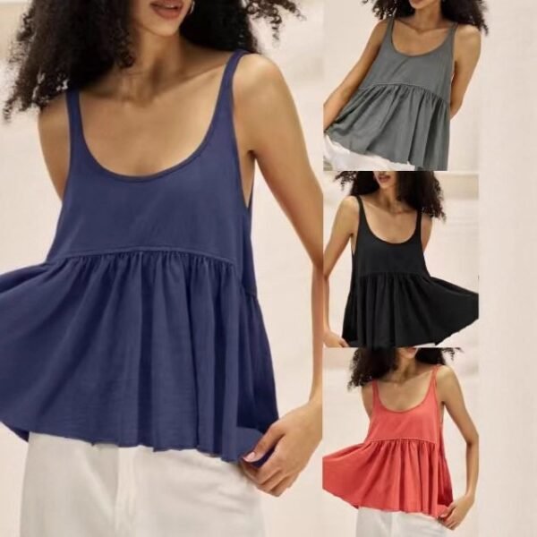 Summer Collection — Peplum Top Spliced Sleeveless Baby doll Summer Flare Cami