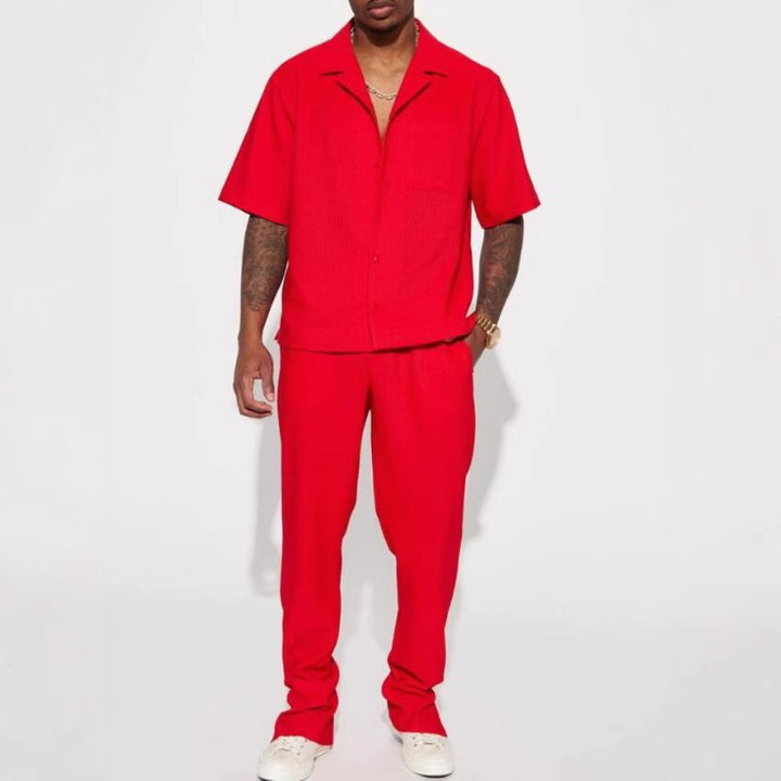 Men's Short Sleeve Shirt Casual Summer Co-ord Suit 5 Men's Short Sleeve Shirt Casual Summer Co-ord Suit - Image 5