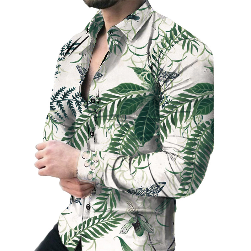 Men's Casual Long Sleeved Large Floral Shirt 9 Men's Casual Long Sleeved Large Floral Shirt - Image 9