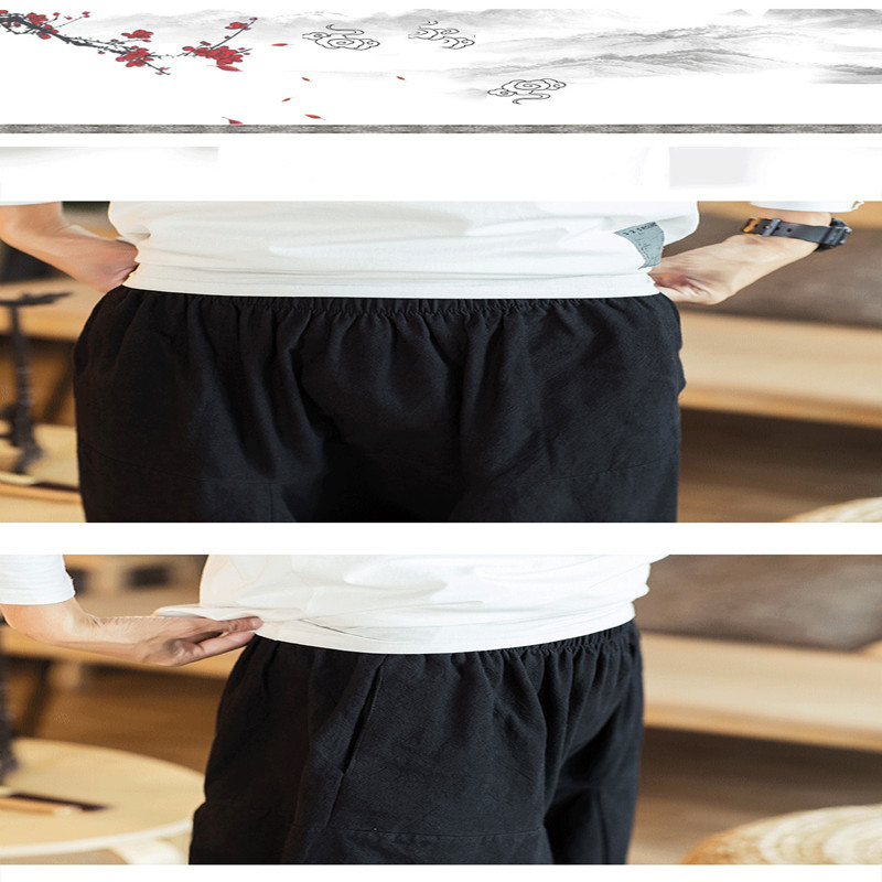 Linen Pants Men's Retro Plus Size Drop Harem Pants 4 Linen Pants Men's Retro Plus Size Drop Harem Pants - Image 4
