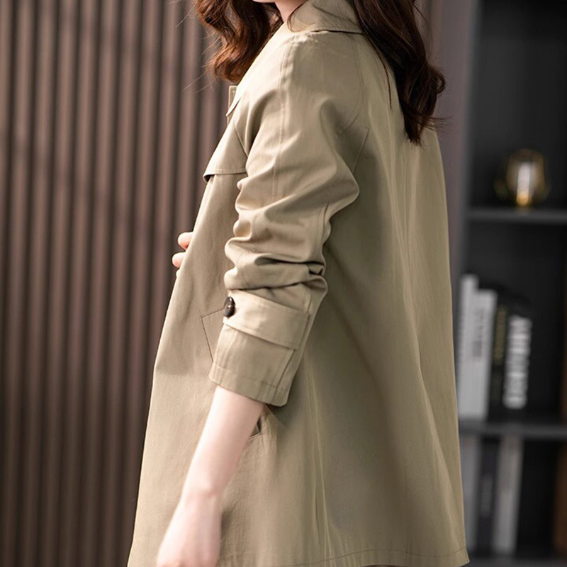 Short Trench Jacket British Style Women's Textured Coat 5 Short Trench Jacket British Style Women's Textured Coat - Image 5