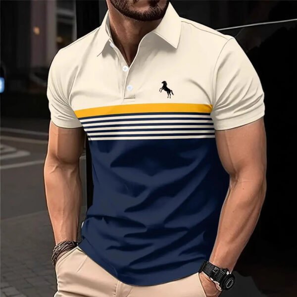 Men's Edit — Golf Shirt Men Striped Color Block Polo