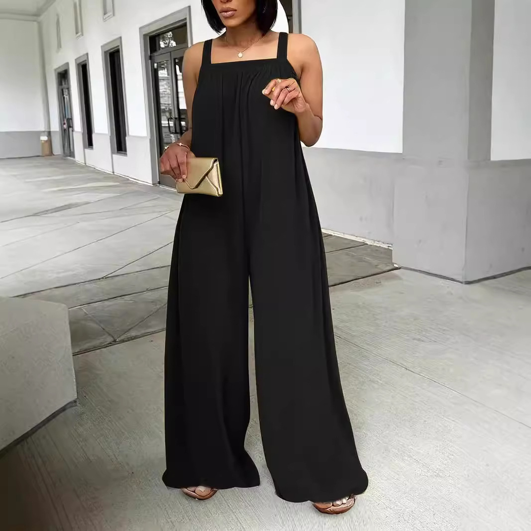 Wide Leg Jumpsuit Casual Loose Elegant Summer V-Neck Romper 4 Wide Leg Jumpsuit Casual Loose Elegant Summer V-Neck Romper - Image 4