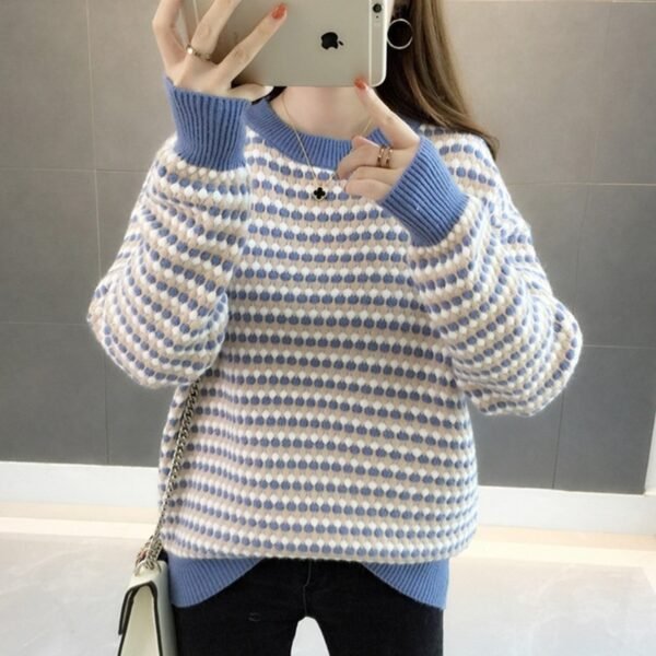 Men's Edit — Striped Knit Jumper Women's Base Layer Loose Fit Top Jumper